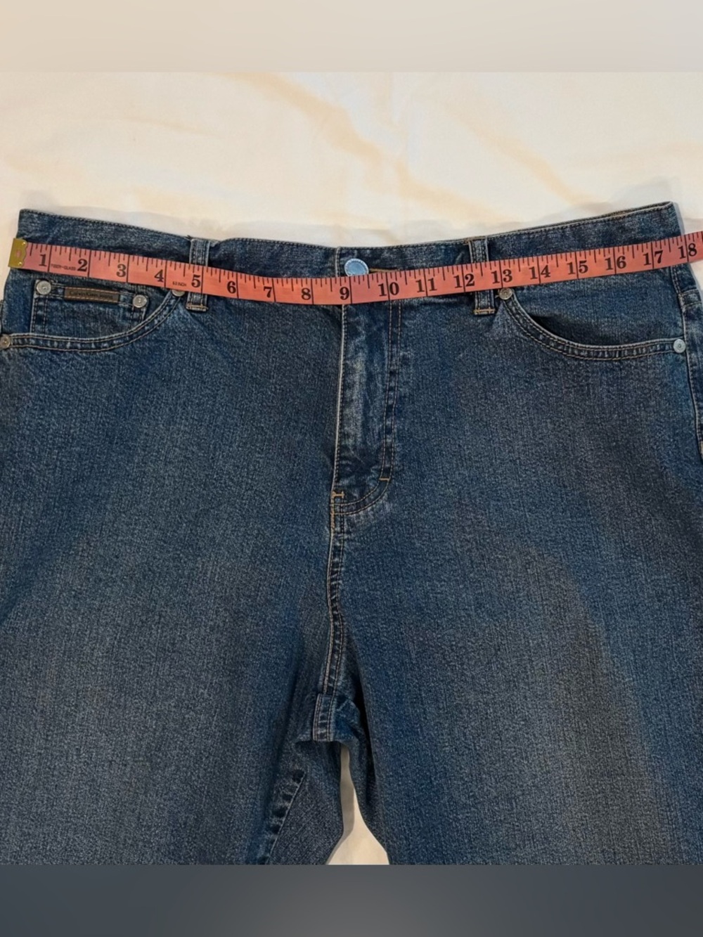 VTG Y2K Calvin Klein High Rise Straight Leg Blue Jeans Size 16 - Picture 5 of 9